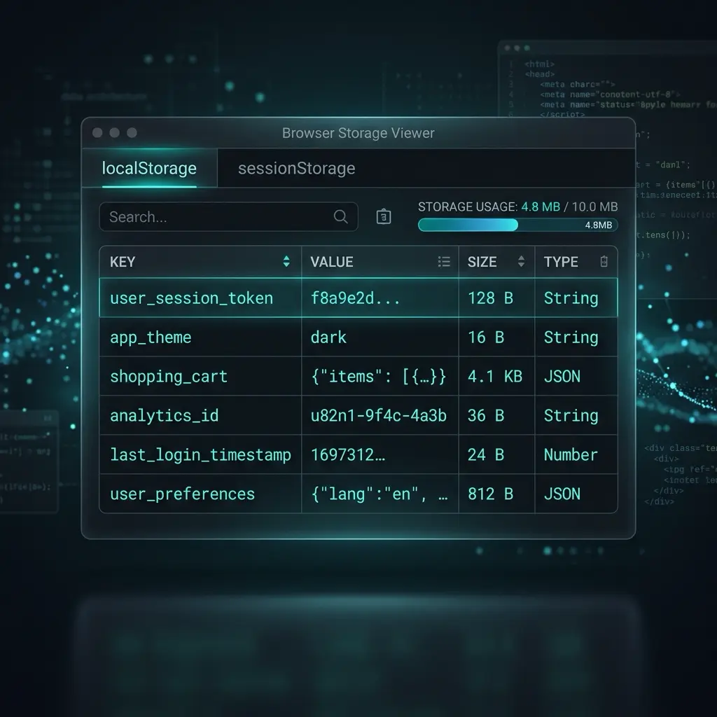 Browser Storage Viewer: Explore localStorage and sessionStorage Visually